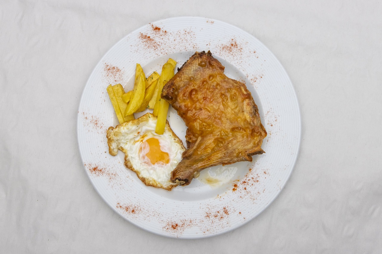 Pollo, huevo y patatas